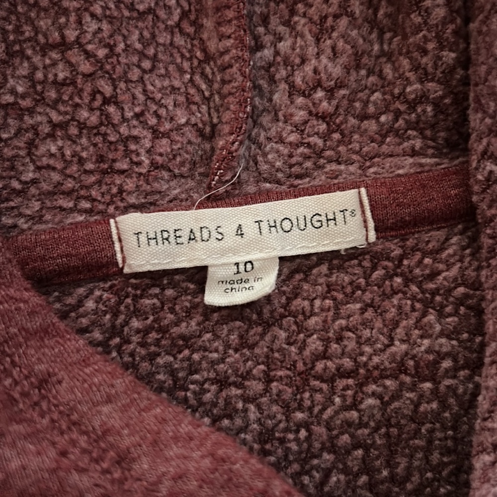 THREADS 4 THOUGHT boys dark ted/maroon hoodie - Picture 3 of 3